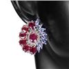 Image 2 : Natural  Pigeon Blood Red Ruby Tanzanite  Earrings