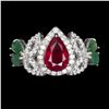 Image 1 : Natural Pigeon Blood Red Ruby & Colombian  Emerald Ring
