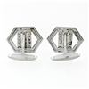 Image 5 : 14K White Gold .60 ctw Ideal Round Brilliant Pave Diamond Open Hexagon Cuff Link