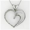 Image 2 : 14K White Gold 0.50 ctw Double Diamond Open Heart Swirl Pendant & 20" Cable Chai