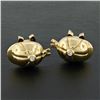 Image 6 : Piaget 1993 18k Gold Bezel Diamond Jockey Cap Horse Shoe Swivel Back Cuff Links