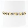 Image 1 : Estate 14K TT Gold Interlocking 3.0 ctw Princess Diamond "X" Link Tennis Bracele