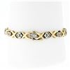 Image 2 : Estate 14K TT Gold Interlocking 3.0 ctw Princess Diamond "X" Link Tennis Bracele