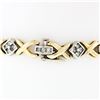 Image 3 : Estate 14K TT Gold Interlocking 3.0 ctw Princess Diamond "X" Link Tennis Bracele