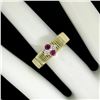 Image 5 : Unique Vintage 18K Yellow Gold.25 ctw Round Ruby Diamond Textured Cluster Ring