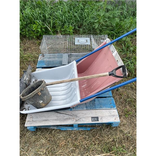 Traps, snow shovels