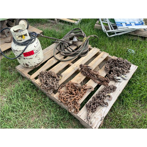 Logging chains, propane torch