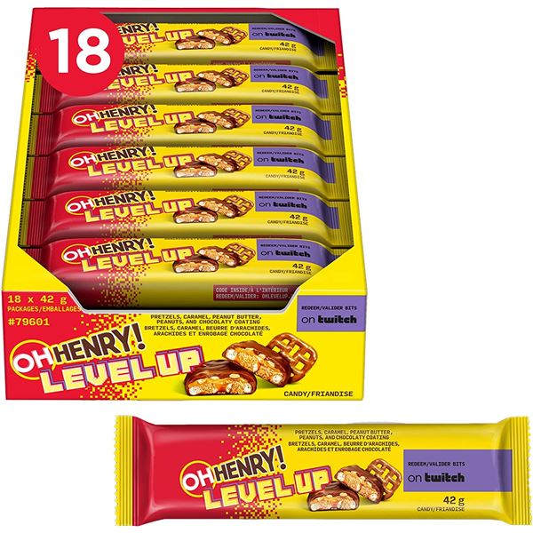 NEW CASE OF 18 OH HENRY! LEVEL UP CHOCOLATE BARS