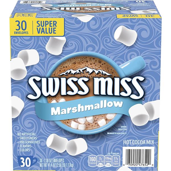 NEW BOX OF 30 PACKS OF SWISS MISS HOT COCOA MIX