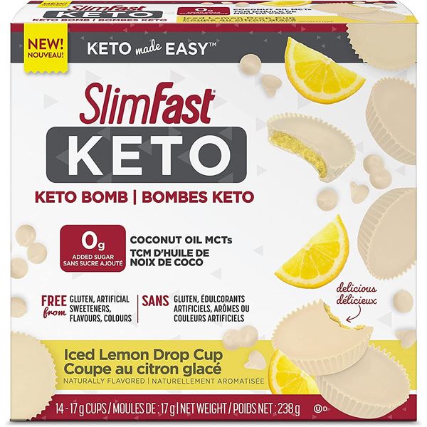 NEW BOX OF SLIM FAST KETO BOMB - ICED LEMON DROP