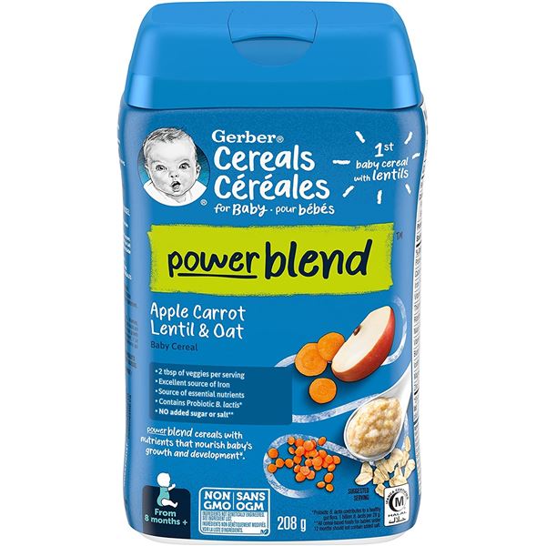 3 NEW GERBER POWER BLEND APPLE CARROT LENTIL & OAT