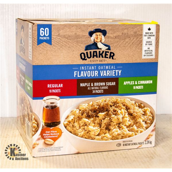 NEW CASE OF 60 QUAKER INSTANT OATMEAL FLAVOUR