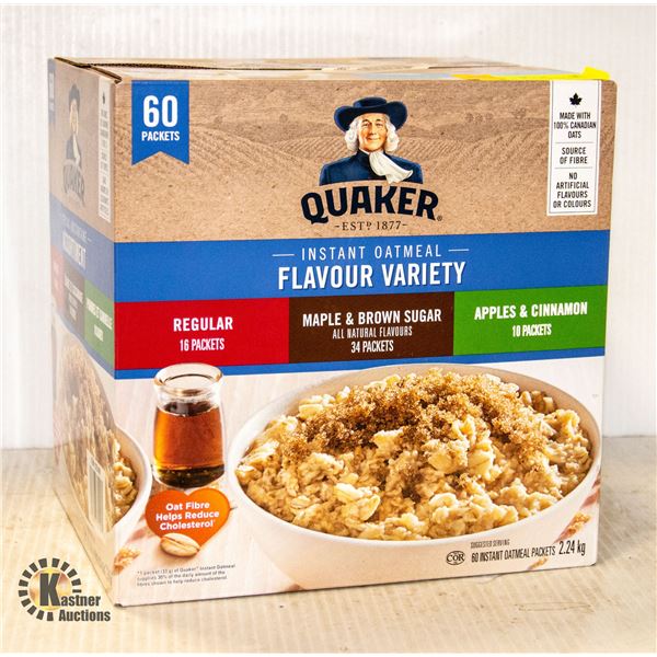 NEW CASE OF 60 QUAKER INSTANT OATMEAL FLAVOUR