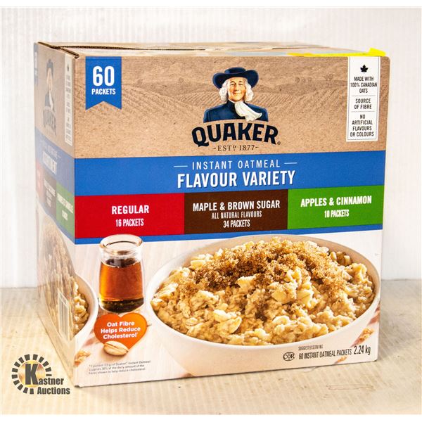 NEW CASE OF 60 QUAKER INSTANT OATMEAL FLAVOUR