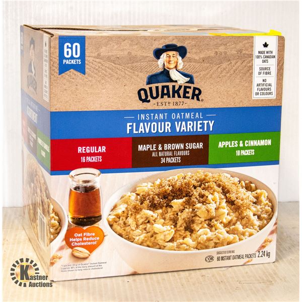 NEW CASE OF 60 QUAKER INSTANT OATMEAL FLAVOUR
