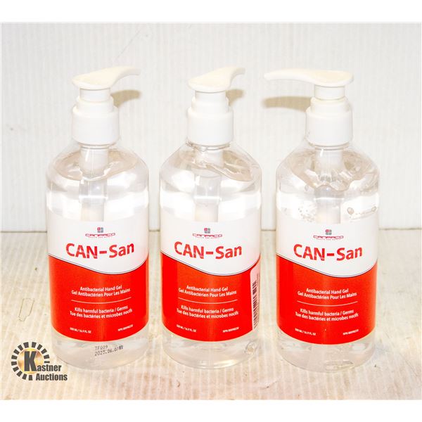 3 BOTTLES OF ANTIBACTERIAL HAND GEL 500ML PER