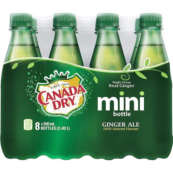 NEW 8 PACK OF CANADA DRY GINGER ALE - 300ML PER