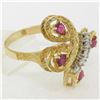 Image 4 : Vintage Detailed 14k Yellow Gold 1.35 ctw Pear Ruby Round Diamond Open Butterfly