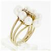 Image 7 : 14k Yellow Gold 0.12 ctw Round Single Cut Diamond & Oval Pearl Halo Cluster Ring