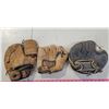 3 Vintage Baseball Gloves