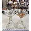 Image 1 : Pair of matching clear glass, oil lamps