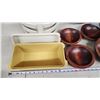 Image 3 : Assorted kitchenwares - tupperware container, stacking tray and wooden bowl set