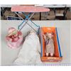 Image 1 : 3 assorted vintage dolls and toy ironing board