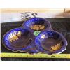 Image 1 : Beautiful Cobalt Blue old foley - James Kent - Gold Accent 3 Compartment Dish Staffordshire England