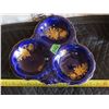 Image 2 : Beautiful Cobalt Blue old foley - James Kent - Gold Accent 3 Compartment Dish Staffordshire England