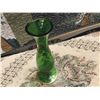 Image 2 : Beautiful 1963 Czechoslovakia hand painted green vase 8" high