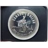 Image 2 : 1975 Calgary Centennial Silver Dollar. Housed in its original black case of issue. Specimen. Bright 