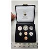 Image 1 : 1971 Double Cent Custom Nickel Set. 7-coin set with 2 Cents. Housed in its original black vinyl case