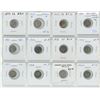 Lot of 12 Canadian Silver 5 Cents. Includes 1899, 1903H, 1907, 1910 Pointed Holly Leaves Cross/Bow T