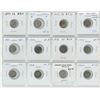 Image 1 : Lot of 12 Canadian Silver 5 Cents. Includes 1899, 1903H, 1907, 1910 Pointed Holly Leaves Cross/Bow T