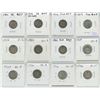 Image 1 : Lot of 12 George V Silver 10 Cents. Includes 1910, 1913 Small Leaves, 1914, 1917, 1919, 1920, 1921, 