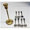 Image 1 : 7 Collectible Spoons and Brass Candle Holder