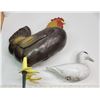 Image 1 : Plastic Rooster and Wood Painted Bird