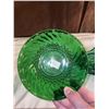 Image 3 : 3 pieces of Emerald and Forest Green Vintage Glass 1 bohemian basket for candies, 1 lotus flower bow