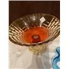 Image 4 : Collection of 3 Vintage Glass pieces Carnival glass, divided tray is in excellent condition, blue gl