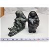 Image 1 : 2 Inuit heavy carved statues - 1 is soap stone