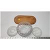 Image 1 : Assorted items - Crystal glass bowl, wooden adjustable bowl, etc.