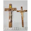 Image 1 : Pair of wooden Crusifix's - from the Old Convent in Debden, SK - minor damage