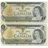 Image 4 : Six 1973 Canada $1.00 one dollar bills