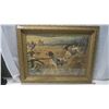 Image 1 : Large Ornate Picture frame with hunting print - 34.5"x26.5"