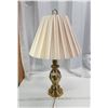 Image 1 : Mid Century heavy satin brass lamp, with pinched pleat shade (Tested working) - Westwood industries 