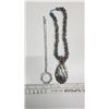Image 1 : Pair of costume jewelry necklaces - Authentic Abalone pendant with shell necklace - hundreds of smal