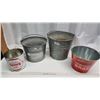 Image 2 : 4 assorted pails - 2 vintage galvanized steel, SASCO honey can 8lb, etc.
