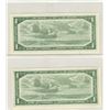 Image 2 : Lot of 2 Consecutive Serial Number 1954 Modified Portrait $1. Beattie-Rasminsky signatures. *B/M Rep