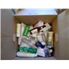 Image 1 : Box of vintage bottles and containers some displayed