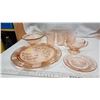 Image 2 : "Pink Sharon" depression glasswares - tumblers, large platter, etc.